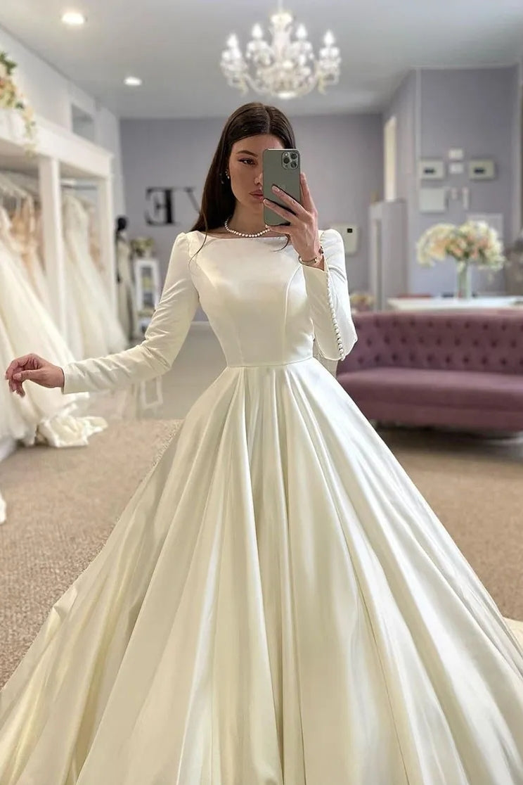 Conservative Wedding Dress Satin Muslim Wedding Dresses Tanya Bridal