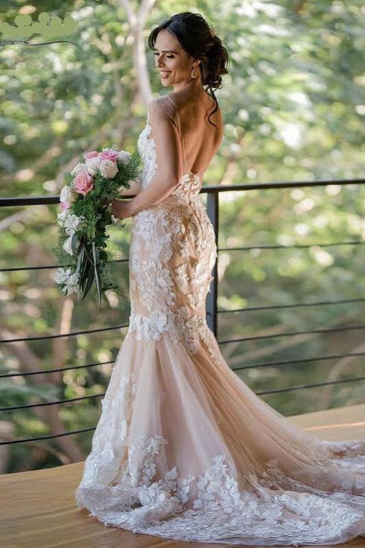 Champagne color bridal dress best sale