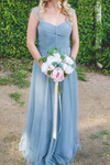 Elegant Tulle Bohemian Long Bridesmaid Dress