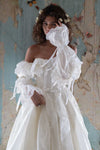 Off The Shoulder Taffeta Long Wedding Dress With Sleeves TSWD354