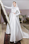 Simple Satin Long Wedding Dress With Beads on Waist