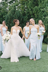 Three Style Long Chiffon Sky Blue Bridesmaid Dress