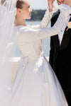 Simple Satin Long Wedding Dress With Beads on Waist