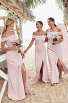 Pink Off The Shoulder Mermaid Simple Bridesmaid Dress