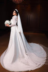 Arabic Dubai Lace Mermaid Long Wedding Dress With Detachable Train