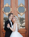 V Neck Ball Gown Luxury Wedding Dress Appliques