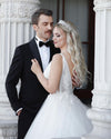 V Neck Ball Gown Luxury Wedding Dress Appliques