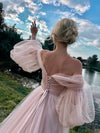 Off The Shoulder Dusty Pink Wedding Dress