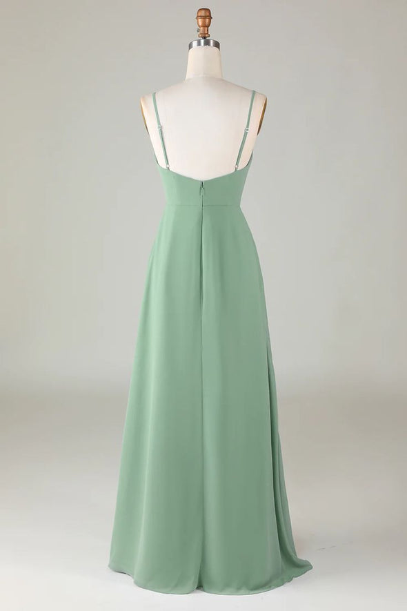 Simple Long Chiffon Bridesmaid Dress Side Split