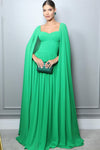 Long Formal Lady Evening Dress With Cape