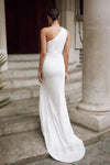 One Shoulder Mermaid Long Wedding Dress Open Front