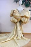 Champagne Long Taffeta Cape PuffySleeves