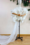 Romantic Organza Satin Wedding Cape With Long Train DJ406