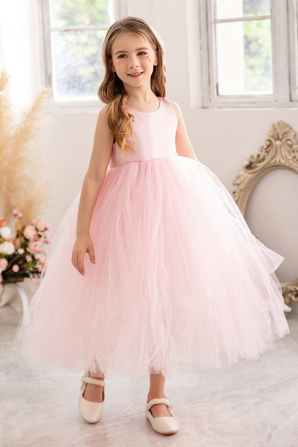 Pink Tulle Simple Pretty Little Girl Dress