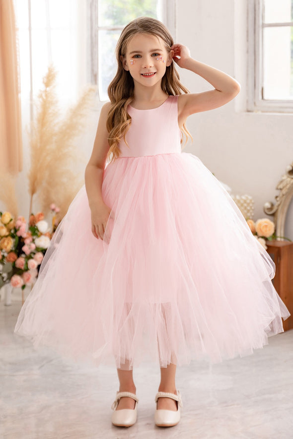 Pink Tulle Simple Pretty Little Girl Dress