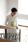 Modest Full Sleeves Wedding Dresses Sheath Simple Satin Bridal Gown