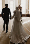 A Line Wedding Dress Full Sleeves Romantic Muslim Wedding Gown