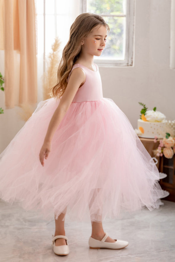 Pink Tulle Simple Pretty Little Girl Dress