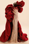 Red Taffeta Long Jacket ,Puffy Edge ,Volume Cape ZJ301