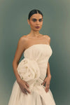 Organza Ivory Ruffled Floral Wedding Bride Dress