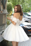 Flowers Short Moni Wedding Bridal Gown Lace Up Back