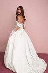 Short Front Long Back Satin Wedding Gown Off The Shoulder Straps