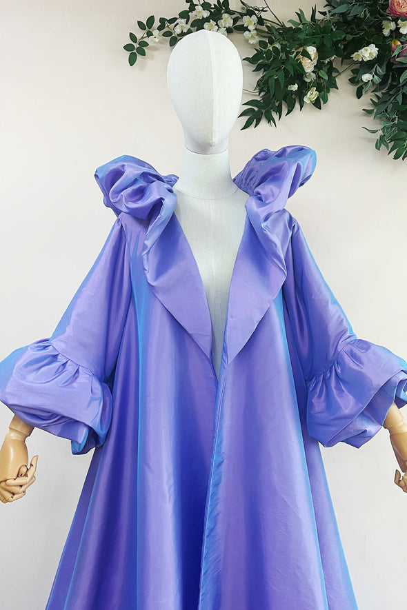 Lavender Taffeta Evening Coat With Flare Sleeves