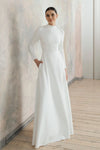 Long Sleeves High Neck A Line Wedding Dress Muslim Gown