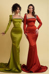 One Shoulder Charmeuse Mermaid Prom Dress with Daring Slit