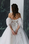 3D FlowerWedding Dresses with Detachable Sleeves