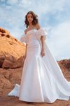 Simple Mermaid Wedding Dress With Long Cape