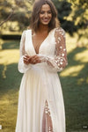 Bohemian Wedding Dress A Line Full Sleeves