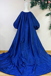 Long Puffy Blue Wedding Evening Cape Full Sleeves