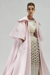 Pink Taffeta Wedding Jacket ,Short Sleeves Long Cape With Beads