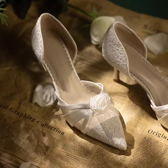 Lace Summer Rose Wedding Bridal Shoes