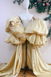 Champagne Long Taffeta Cape PuffySleeves