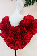 Red 3D Rose Flower Wedding Cape Luxury Bride Unique Wrap