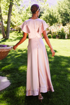 V Neck Dusty Pink High Low Bridesmaid Dress