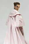 Pink Taffeta Wedding Jacket ,Short Sleeves Long Cape With Beads