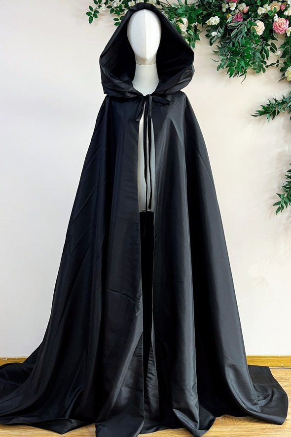 Long Evening Cape Tafffeta Cloak With Hode