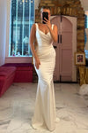 Two Straps Pleat Sweethart Mermaid Wedding Dresses With Detachable Train