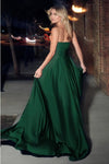 Green Prom Dress A Line Pleated