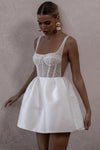 Spaghetti Straps Beads Pearls Sheer Corset Wedding Dress