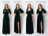 Green Velvet Short Sleeves A Line Bridesmaid Dress