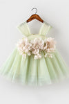 Light Green Tulle Flower Girl Dress With Flowers