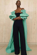 Light Green Taffeta Cape With Short Sleeves  ZJ207