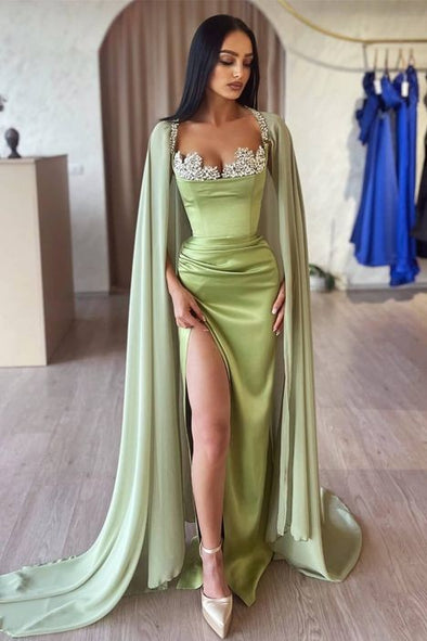 Long Prom Dress With Cape