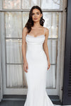 Elegant Spaghetti Straps Beaded Soft Satin MermId Wedding Dresses