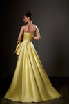 Strapless A Line Satin Prom Dress Side Split