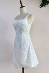 Short Lace Dresses With Detachable Satin Tail 2 in 1 Bridal Grown